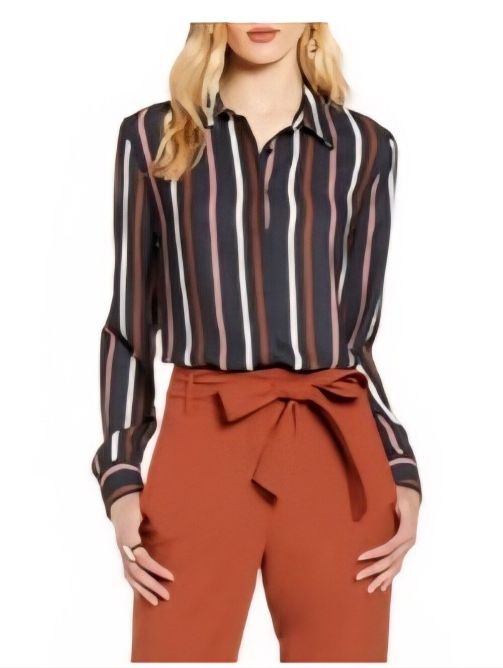Halogen (Nordstrom Brand) Hidden Button Long Sleeve Blouse - Size Large